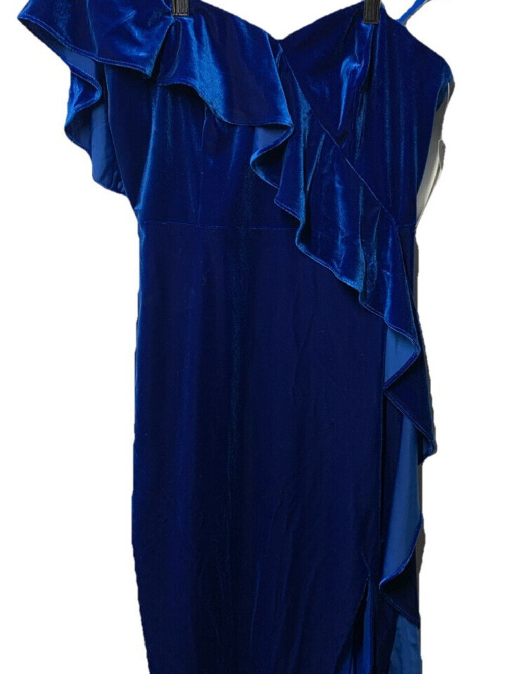 Aidan Mattox Women's Off The Shoulder Ruffle Sheath Dress Deep Ocean Size 6